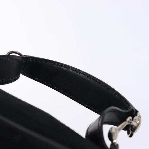 GUCCI Vanity Cosmetic Pouch Suede Black Silver 032 1705 0140 Auth 134479