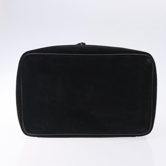 GUCCI Vanity Cosmetic Pouch Suede Black Silver 032 1705 0140 Auth 134479