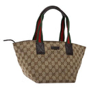 GUCCI GG Canvas Web Sherry Line Hand Bag Beige Red Green 131228 Auth 134493-1