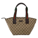 GUCCI GG Canvas Web Sherry Line Hand Bag Beige Red Green 131228 Auth 134493-13
