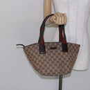 GUCCI GG Canvas Web Sherry Line Hand Bag Beige Red Green 131228 Auth 134493-22