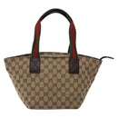 GUCCI GG Canvas Web Sherry Line Hand Bag Beige Red Green 131228 Auth 134493-2