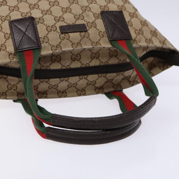 GUCCI GG Canvas Web Sherry Line Hand Bag Beige Red Green 131228 Auth 134493