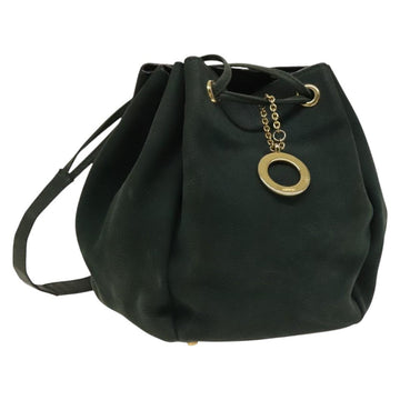 CELINE Shoulder Bag Leather Green Gold Auth 134496