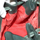 CELINE Shoulder Bag Leather Green Gold Auth 134496-11