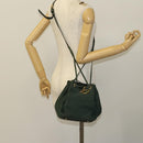 CELINE Shoulder Bag Leather Green Gold Auth 134496-20