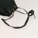 CELINE Shoulder Bag Leather Green Gold Auth 134496-7