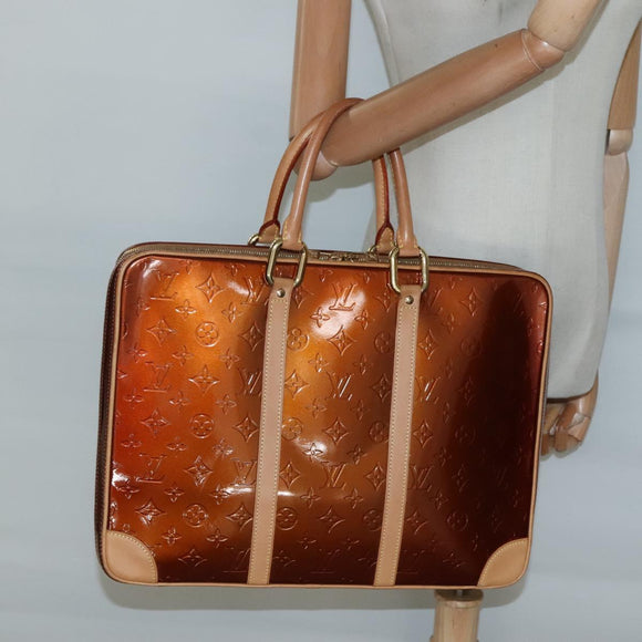 LOUIS VUITTON Monogram Vernis Van Damme Hand Bag Bronze M91125 LV Auth 134518