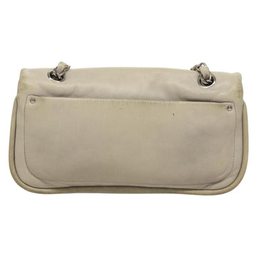 CHANEL Chain Shoulder Bag Lamb Skin Ivory Silver CC Auth 134523 - 0