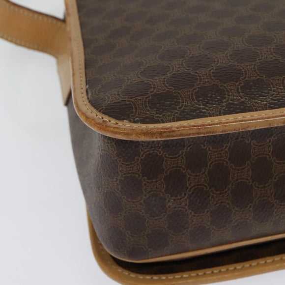 CELINE Macadam Canvas Shoulder Bag PVC Leather Brown Gold Auth 134526