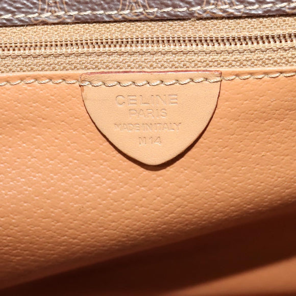 CELINE Macadam Canvas Shoulder Bag PVC Leather Brown Gold Auth 134526