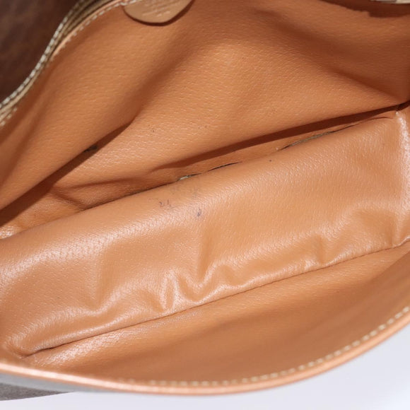 CELINE Macadam Canvas Shoulder Bag PVC Leather Brown Gold Auth 134526