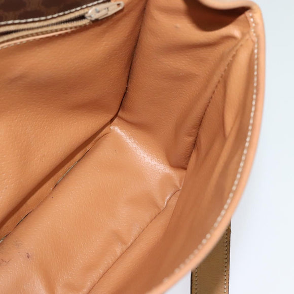 CELINE Macadam Canvas Shoulder Bag PVC Leather Brown Gold Auth 134526