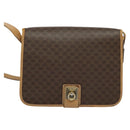 CELINE Macadam Canvas Shoulder Bag PVC Leather Brown Gold Auth 134526-13