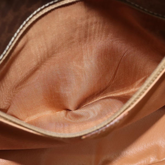 CELINE Macadam Canvas Shoulder Bag PVC Leather Brown Gold Auth 134526