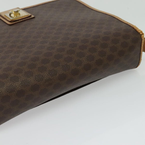 CELINE Macadam Canvas Shoulder Bag PVC Leather Brown Gold Auth 134526