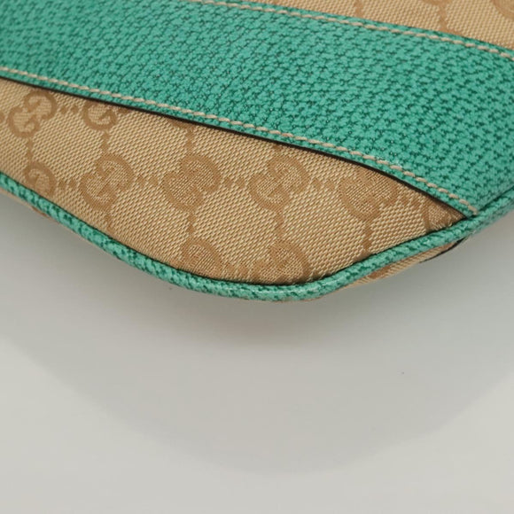 GUCCI GG Canvas Shoulder Bag Beige Silver 124357 Auth 134529