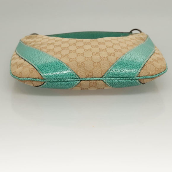 GUCCI GG Canvas Shoulder Bag Beige Silver 124357 Auth 134529