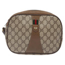 GUCCI GG Supreme Web Sherry Line Clutch Bag PVC Beige Gold 89 01 034 Auth 134532-2