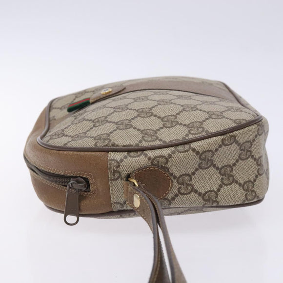 GUCCI GG Supreme Web Sherry Line Clutch Bag PVC Beige Gold 89 01 034 Auth 134532