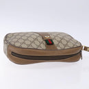 GUCCI GG Supreme Web Sherry Line Clutch Bag PVC Beige Gold 89 01 034 Auth 134532-6