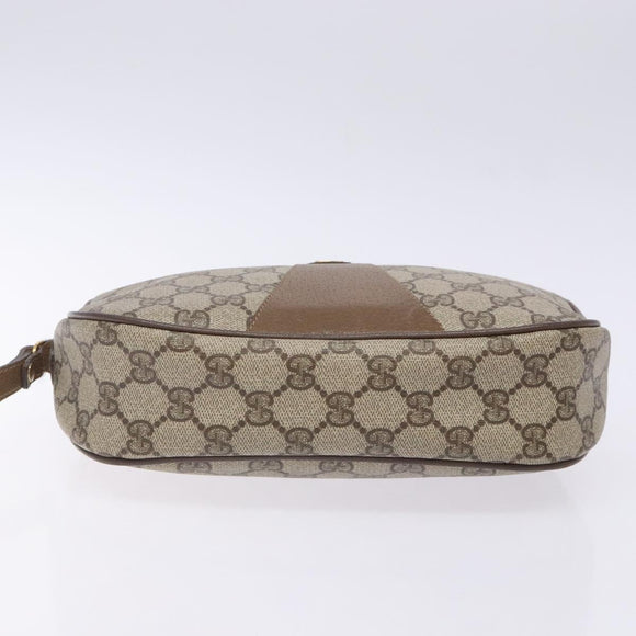 GUCCI GG Supreme Web Sherry Line Clutch Bag PVC Beige Gold 89 01 034 Auth 134532