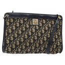 Christian Dior Trotter Canvas Shoulder Bag Navy Gold Auth 134568-1