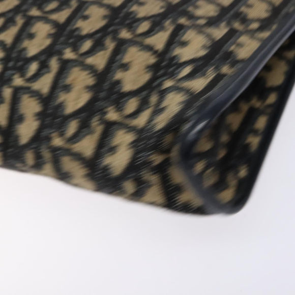 Christian Dior Trotter Canvas Shoulder Bag Navy Gold Auth 134568