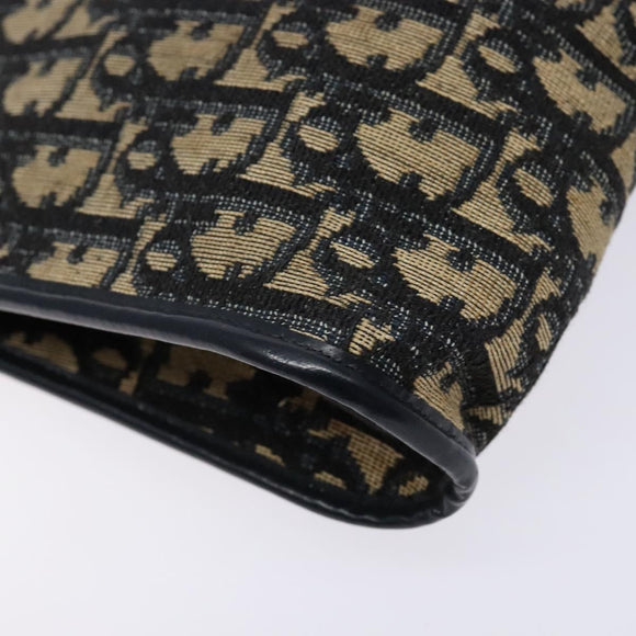 Christian Dior Trotter Canvas Shoulder Bag Navy Gold Auth 134568