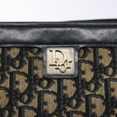 Christian Dior Trotter Canvas Shoulder Bag Navy Gold Auth 134568-14