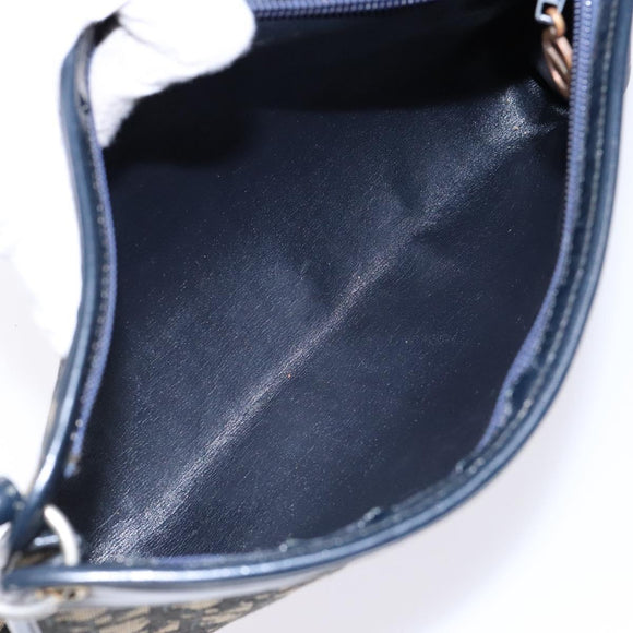 Christian Dior Trotter Canvas Shoulder Bag Navy Gold Auth 134568