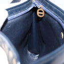 Christian Dior Trotter Canvas Shoulder Bag Navy Gold Auth 134568-18