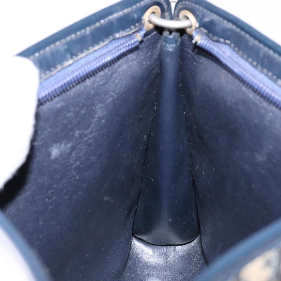 Christian Dior Trotter Canvas Shoulder Bag Navy Gold Auth 134568
