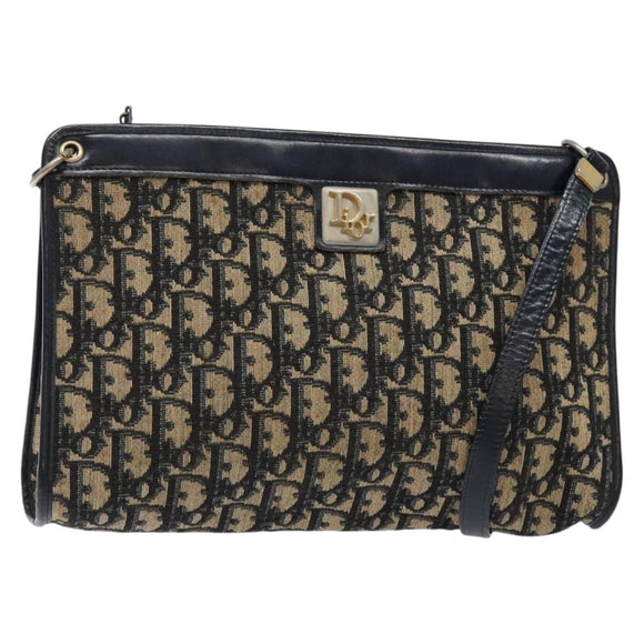 Christian Dior Trotter Canvas Umhängetasche Marine Gold Auth 134568