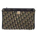 Christian Dior Trotter Canvas Shoulder Bag Navy Gold Auth 134568-2