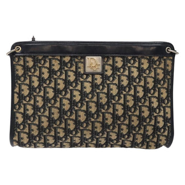 Christian Dior Trotter Canvas Shoulder Bag Navy Gold Auth 134568 - 0