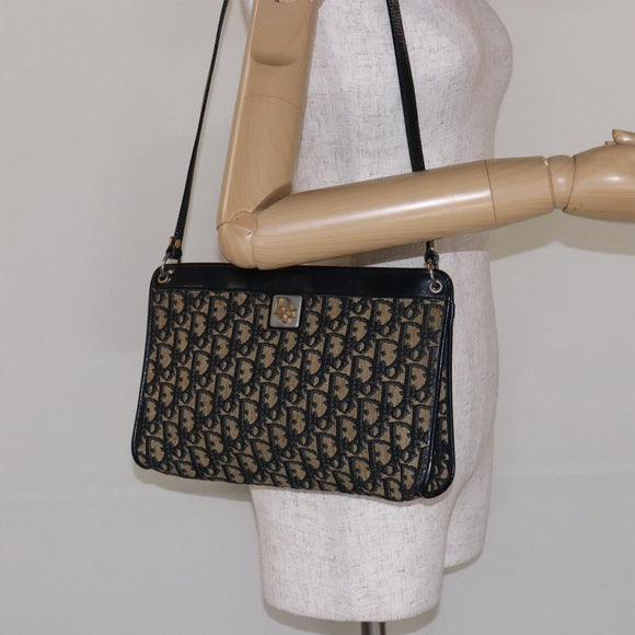 Christian Dior Trotter Canvas Umhängetasche Marine Gold Auth 134568