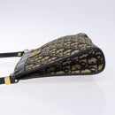 Christian Dior Trotter Canvas Shoulder Bag Navy Gold Auth 134568-5