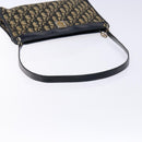 Christian Dior Trotter Canvas Shoulder Bag Navy Gold Auth 134568-7