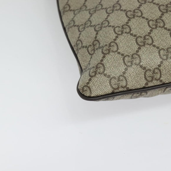GUCCI GG Supreme Shoulder Bag PVC Leather Beige Silver 141198 Auth 134571