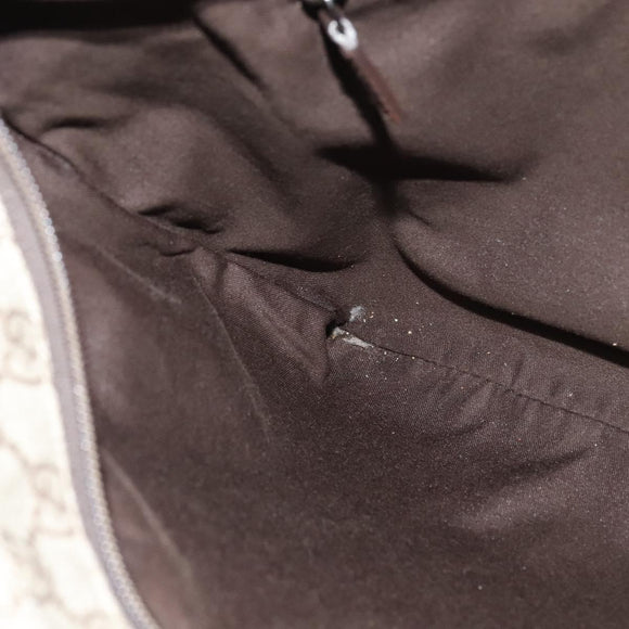 GUCCI GG Supreme Shoulder Bag PVC Leather Beige Silver 141198 Auth 134571