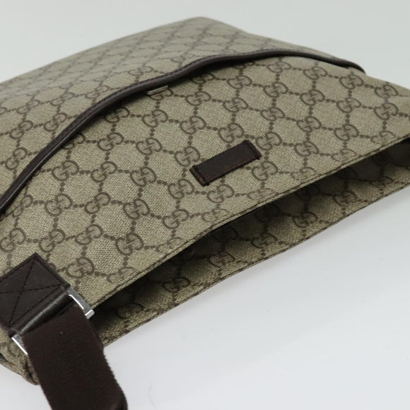 GUCCI GG Supreme Shoulder Bag PVC Leather Beige Silver 141198 Auth 134571