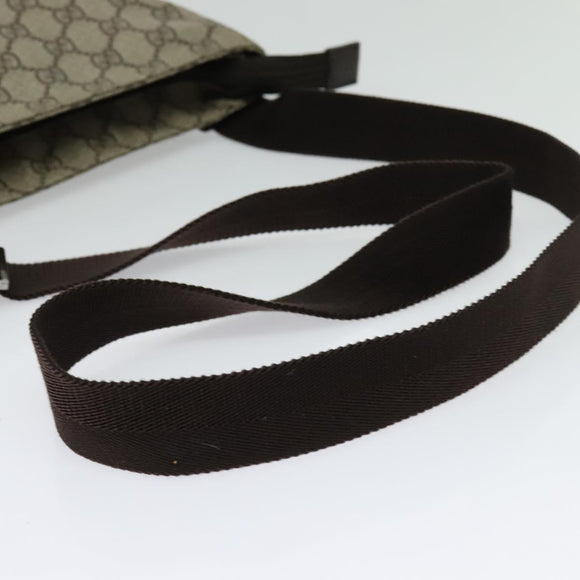 GUCCI GG Supreme Shoulder Bag PVC Leather Beige Silver 141198 Auth 134571