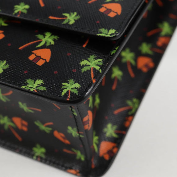 PRADA Shoulder Bag Leather Black Gold Auth 134572V