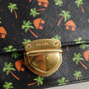 PRADA Shoulder Bag Leather Black Gold Auth 134572V-18