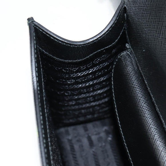 PRADA Shoulder Bag Leather Black Gold Auth 134572V