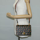 PRADA Shoulder Bag Leather Black Gold Auth 134572V-24