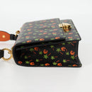 PRADA Shoulder Bag Leather Black Gold Auth 134572V-3