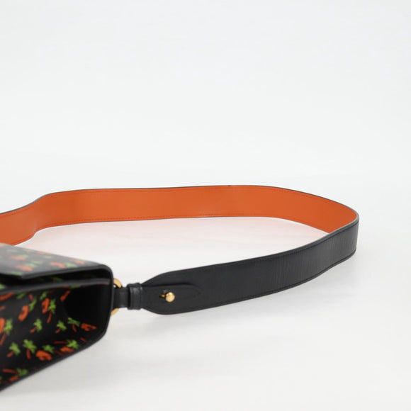 PRADA Shoulder Bag Leather Black Gold Auth 134572V