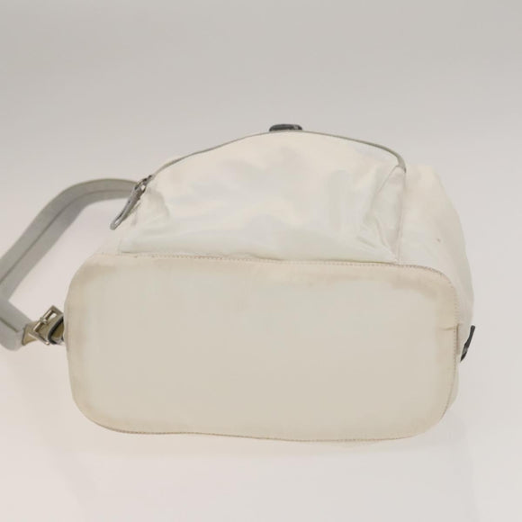 PRADA Backpack Nylon White Silver Auth 134573